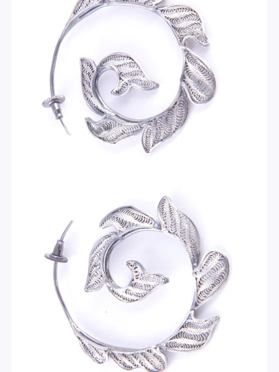 Filigree Silver Earrings with Oxidised look - View 1