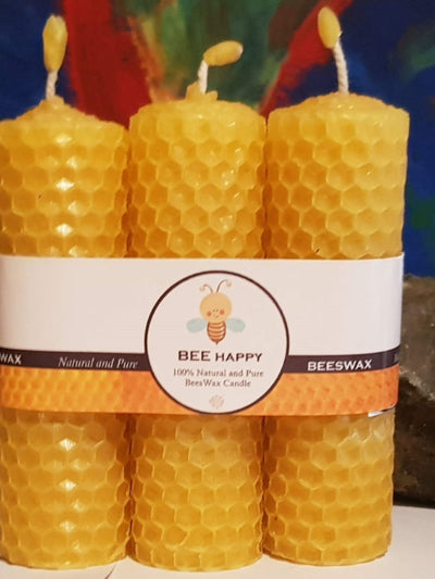 BEE Happy | Pure Beeswax Hand-Rolled Candle (pack of 3) - View 2