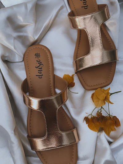 Solid Rose-gold Festive Flats - View 7