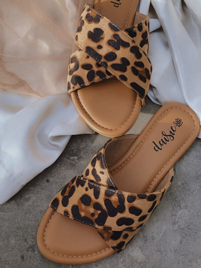 Animal Print Double Strap Casual Flats - View 1