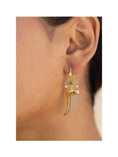 Avani Earring Gold Plant - Baka Jewellery View 2