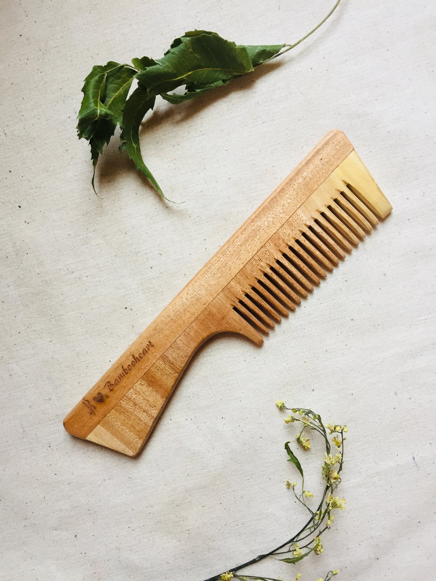 Neem Wood Comb (With Handle)- Bambooheart - View 1