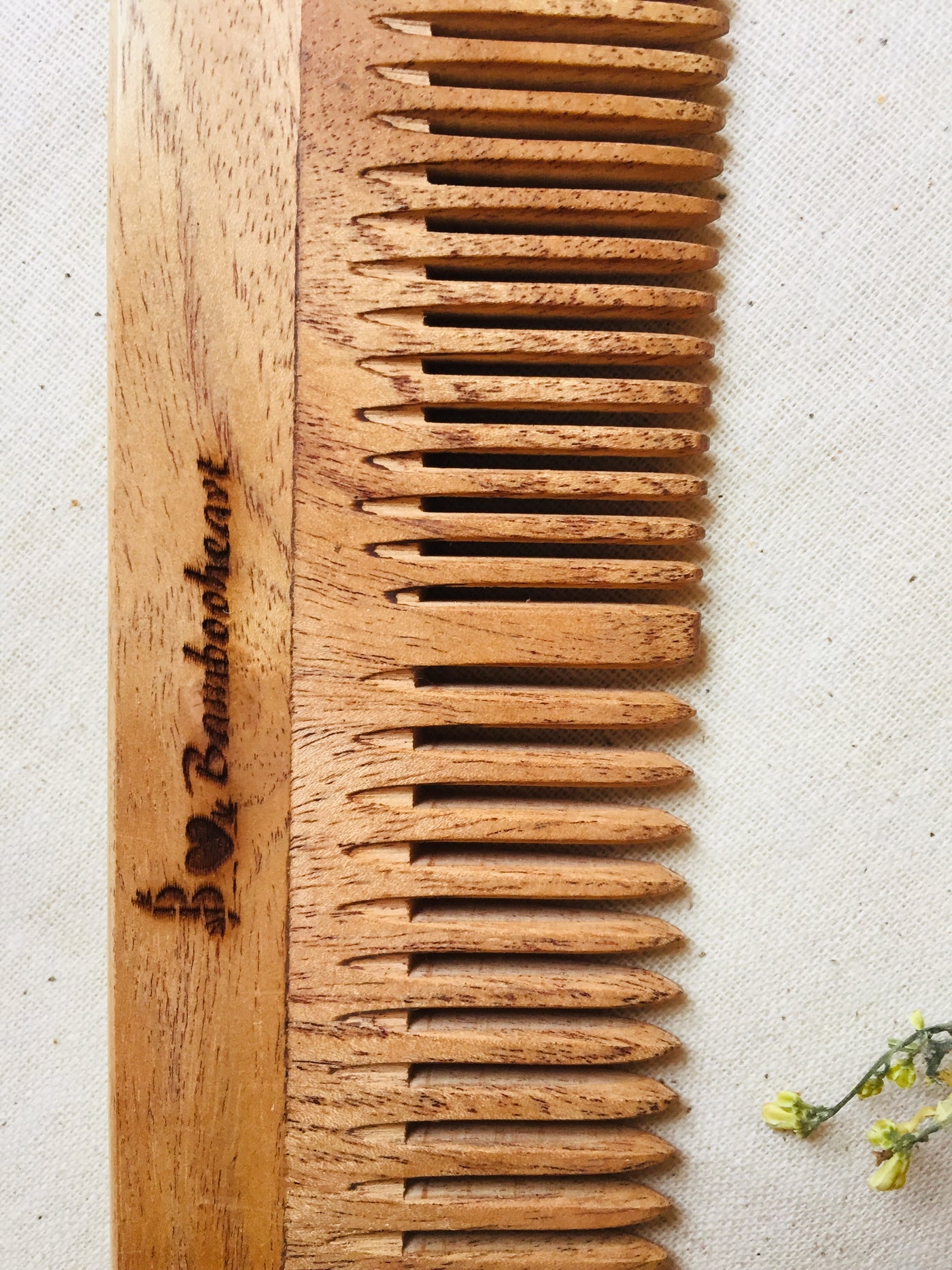 Neem Wood Comb (Set of 2 – Double teeth + Wide teeth)- Bambooheart - View 3