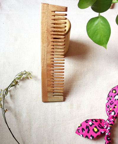 Neem Wood Comb (Set of 2 – Double teeth + Wide teeth)- Bambooheart - View 1