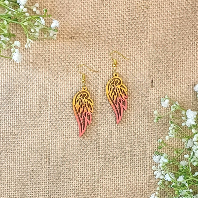 Wooden Earrings – Angel Wings - Hand Painted