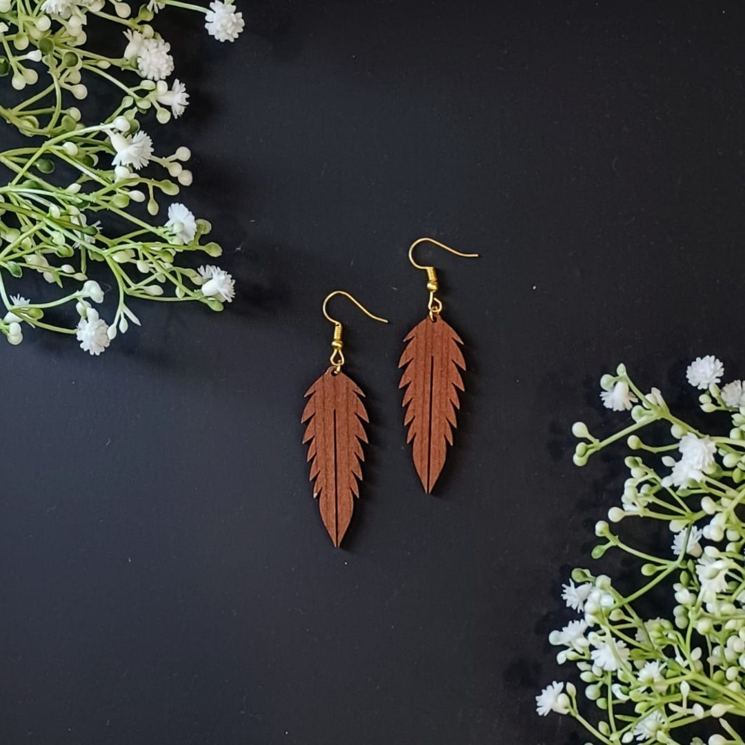 Leafy Affair – Wooden Earrings - Laminate