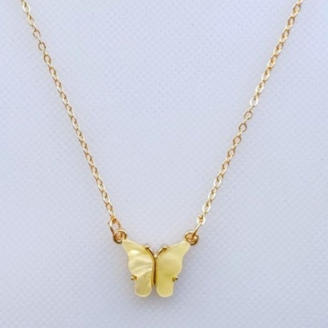 Yellow Gold Butterfly Charm with Gold Necklace