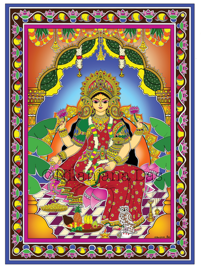 Maa Laxmi in Madhubani style-Digital File