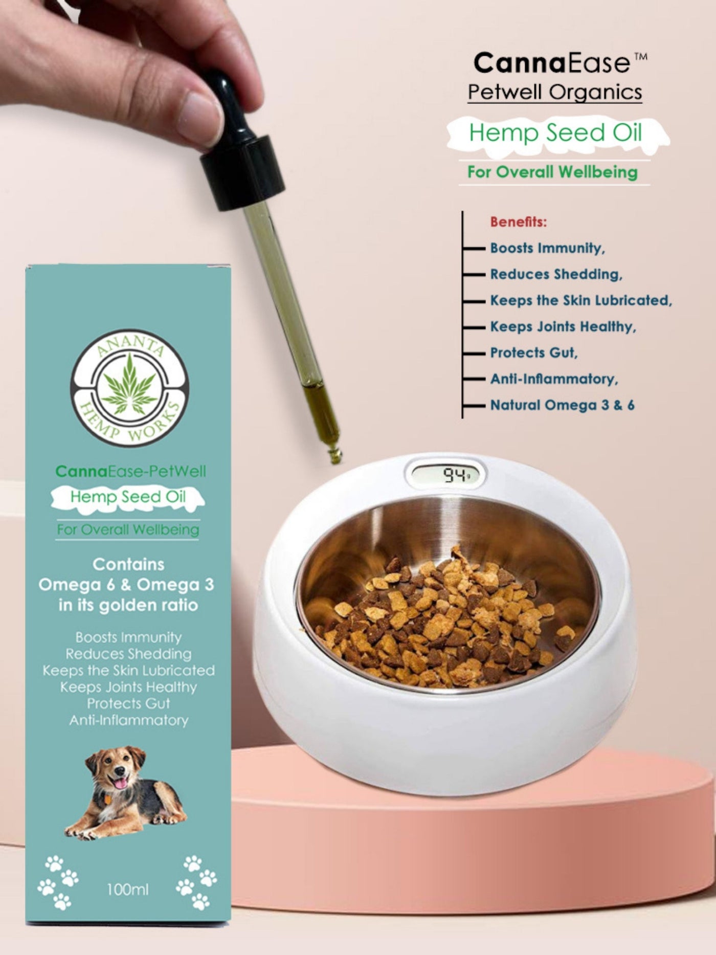 CANNAEASE PETWELL HEMP SEED OIL FOR DOG 100ML-view 4