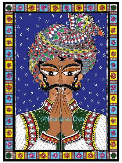 Rajasthani Man in Madhubani style