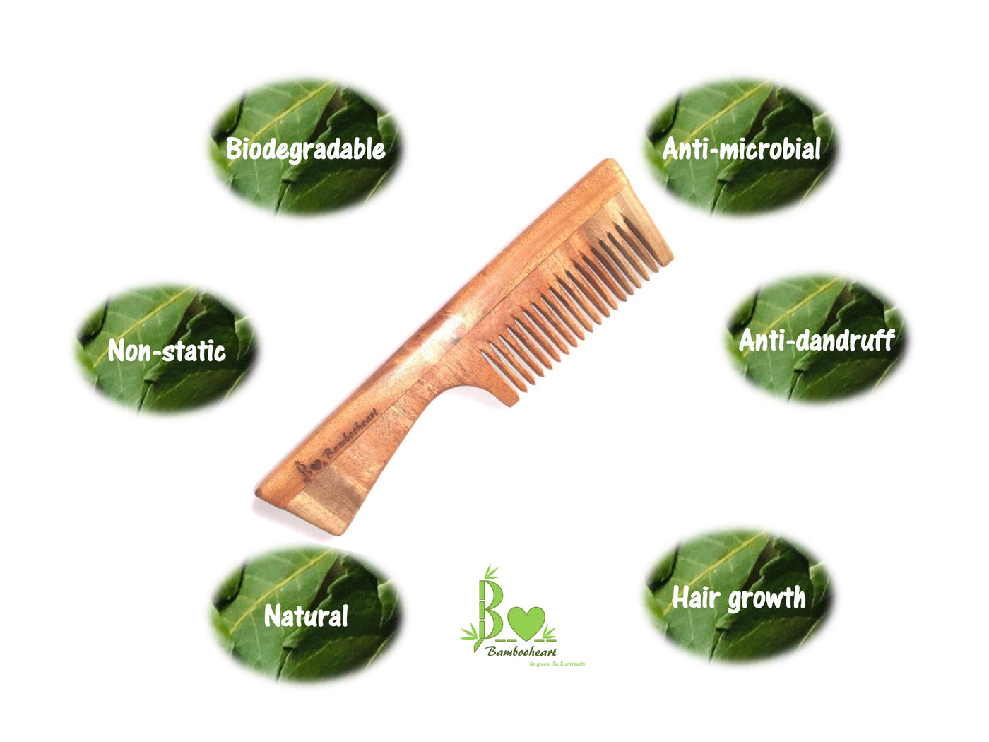 Neem Wood Comb (With Handle)- Bambooheart - View 4
