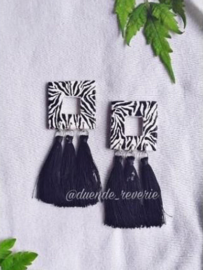 Zebra prints with tassels-Duende Reverie - Indiesouk.com